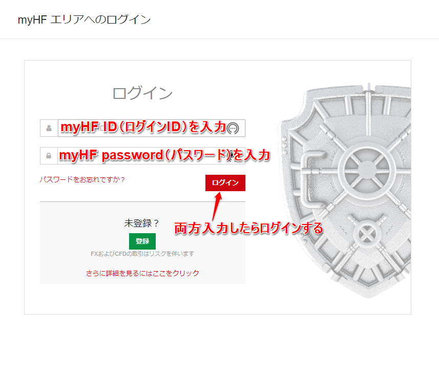 HotForex ログイン画面
