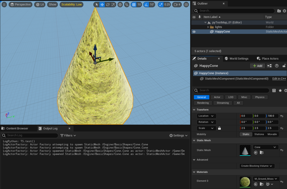 Unreal Pythonを使ったオブジェクトの配置とマテリアルの設定まで - ATMWRIによるUE5の記録