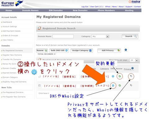 EuropeRegistryでDNS設定（２）