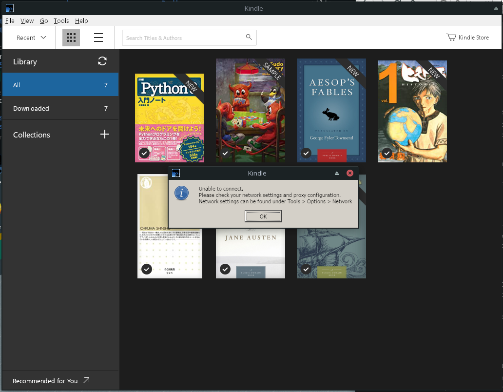 Kindle for PC with Wine