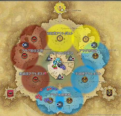 フロントライン(PvP)制圧戦の全体マップ(FF14)