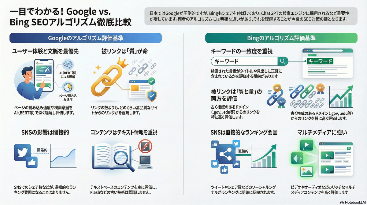 BingとGoogleのアルゴリズムの違い