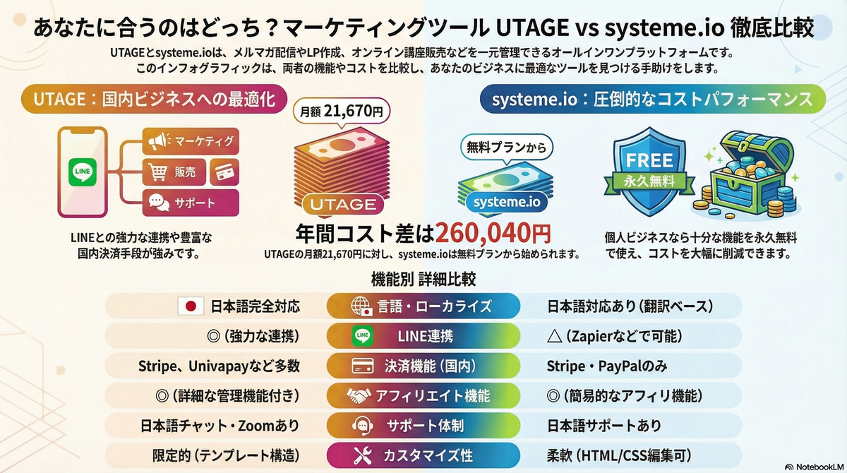 systeme.ioとUTAGEの比較