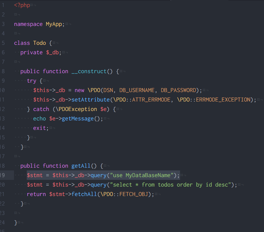 SQLSTATE[3D000]: Invalid catalog name: 1046 No database
