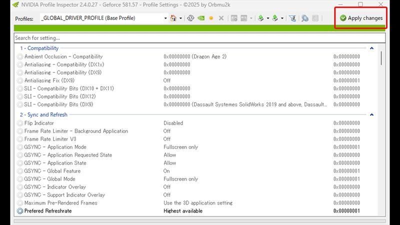 NVIDIA PROFILE INSPECTOR