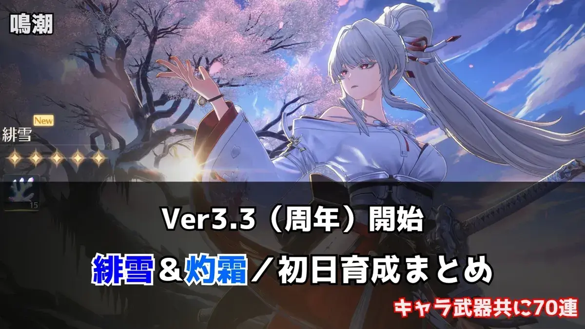 鳴潮】Ver3.3開始｜緋雪＆モチーフ武器ガチャ結果と初日育成記録【完全