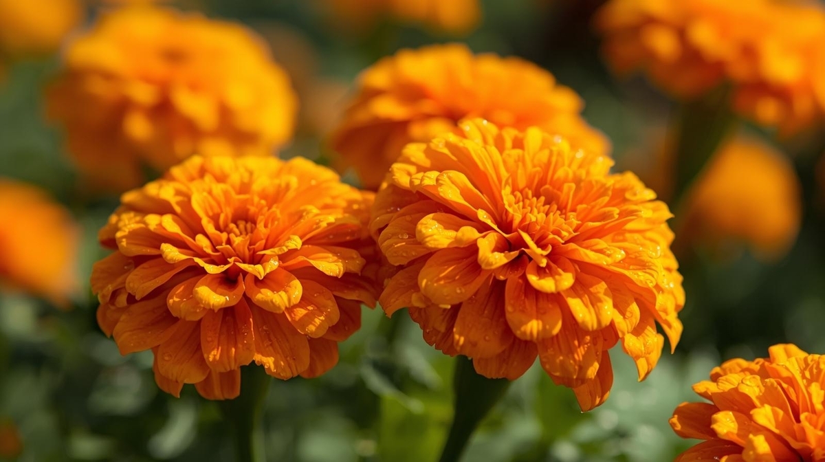 マリーゴールドの花が咲き乱れている画像