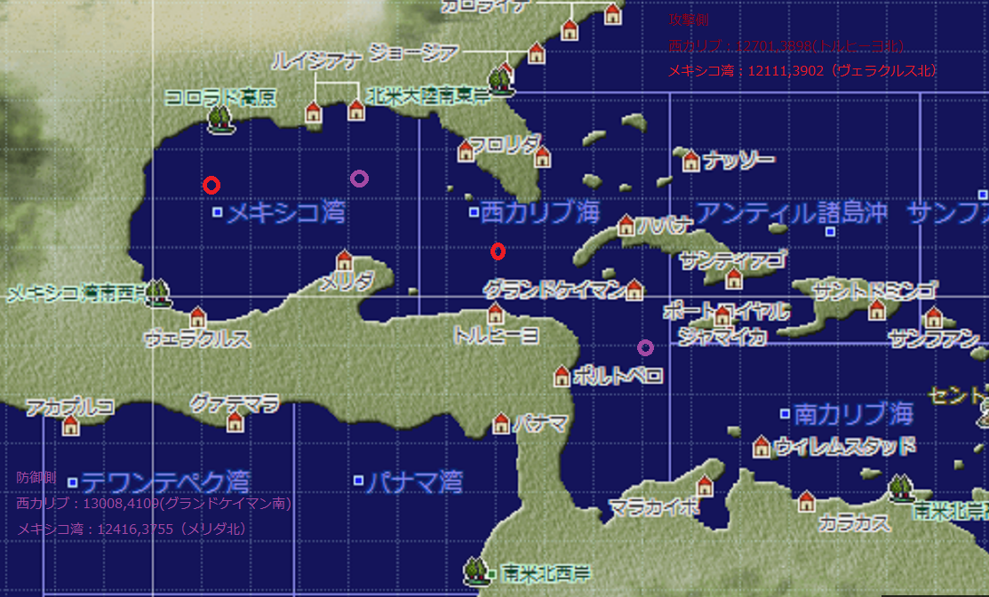 2019/10/18～20 ヴェラクルス大海戦 輸送司令艦位置 - 大航海時代