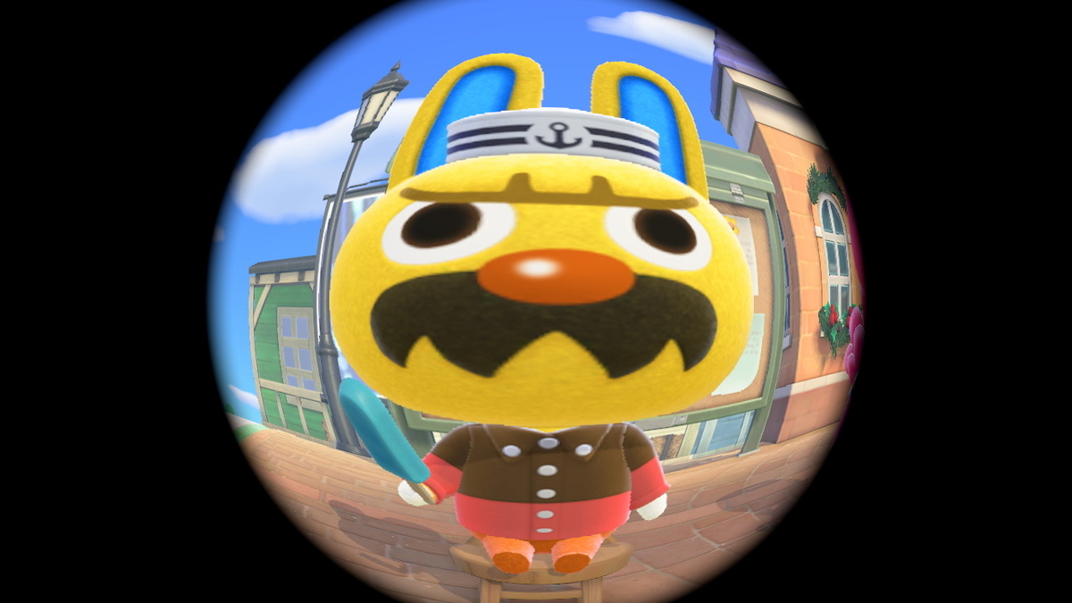 ニンテンドースイッチ あつまれ どうぶつの森 ver.2.0.4 椅子に座っていた住人（モサキチ フララ どぐろう）の画像１