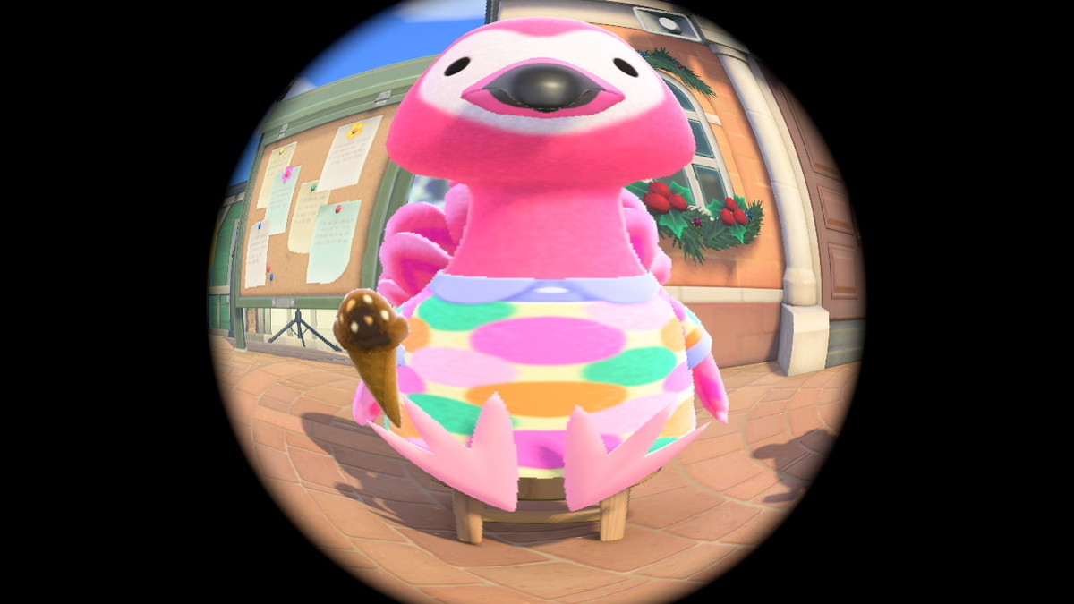 ニンテンドースイッチ あつまれ どうぶつの森 ver.2.0.4 椅子に座っていた住人（モサキチ フララ どぐろう）の画像１