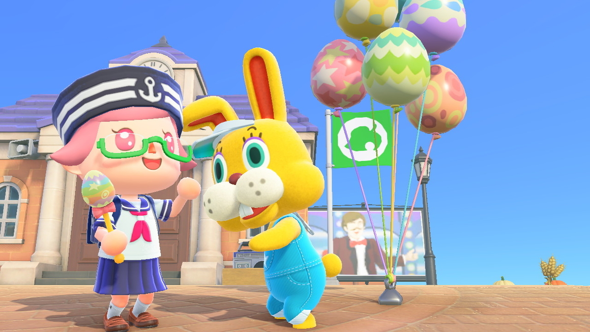 ニンテンドースイッチ あつまれどうぶつの森 Ver.2.0.5 2022年4月17日のイースターとぴょんたろうの画像1