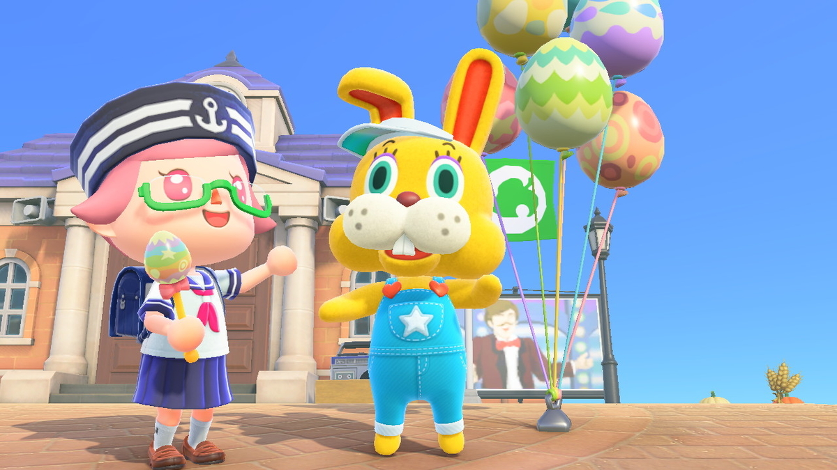 ニンテンドースイッチ あつまれどうぶつの森 Ver.2.0.5 2022年4月17日のイースターとぴょんたろうの画像1