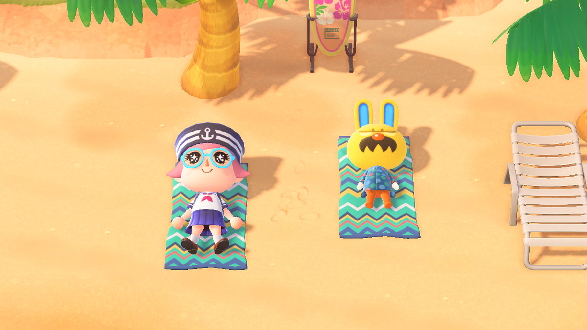 ニンテンドースイッチ あつまれどうぶつの森 Ver.2.0.5 寝ている振りをするモサキチさんの画像