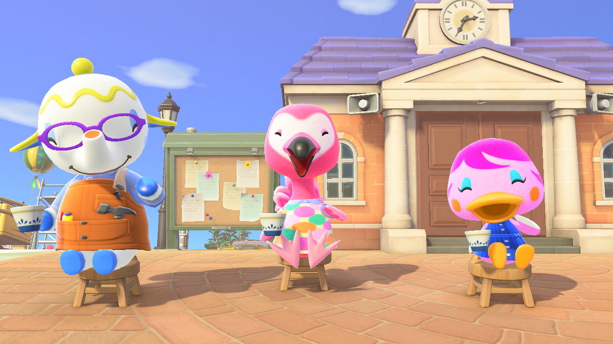 あつまれ どうぶつの森 皆さん正面を向いたお茶会の画像