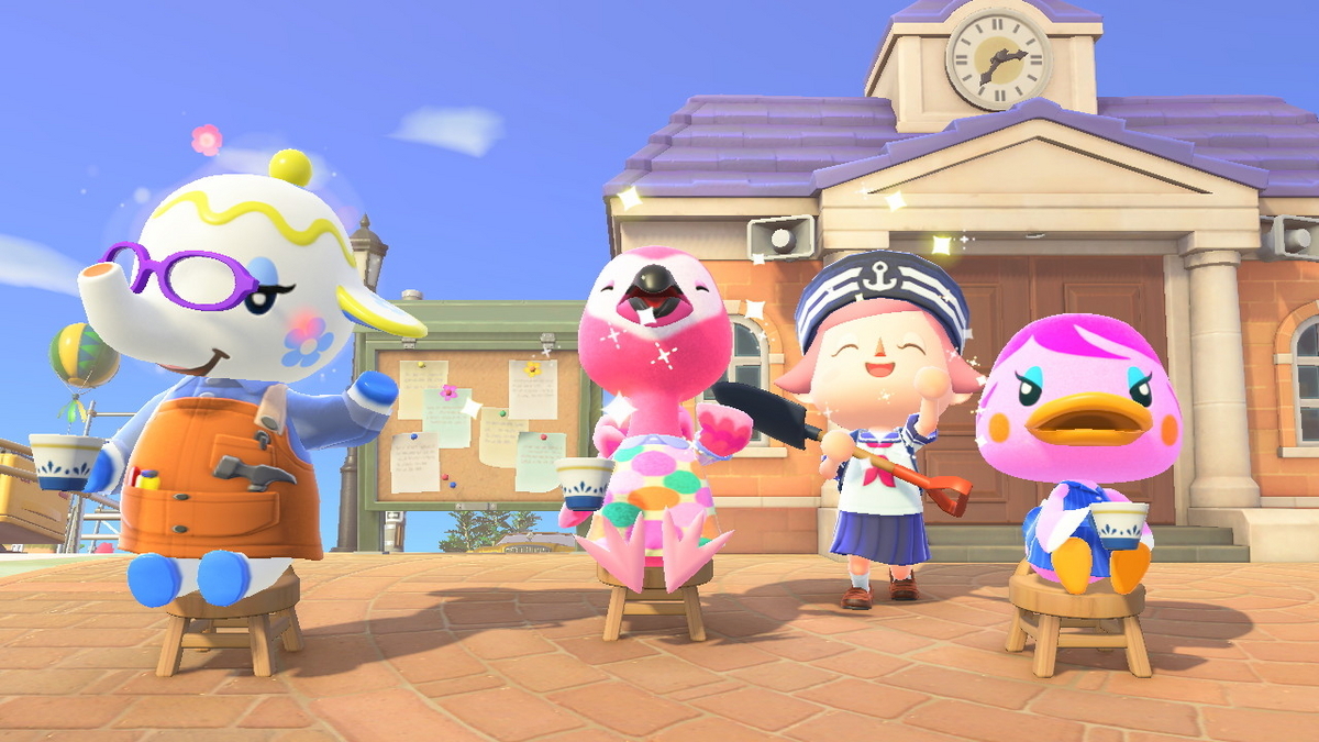 あつまれ どうぶつの森 皆さん正面を向いたお茶会の画像