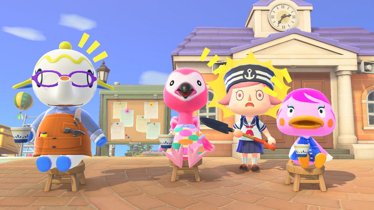 あつまれ どうぶつの森 皆さん正面を向いたお茶会の画像