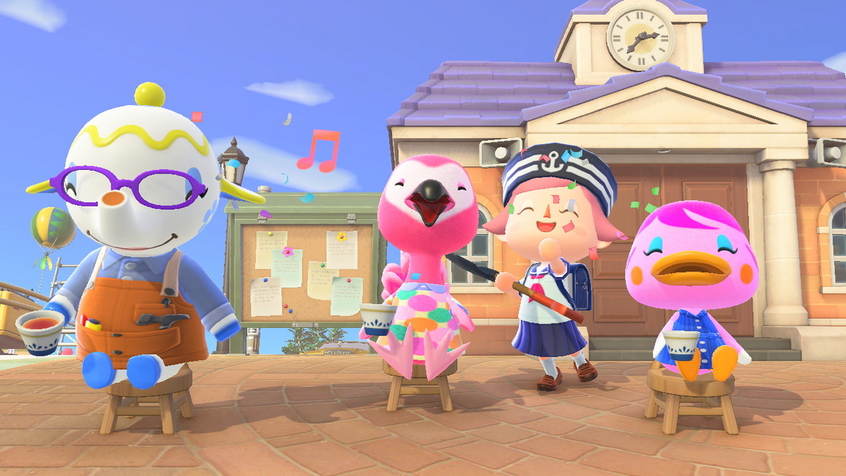 あつまれ どうぶつの森 皆さん正面を向いたお茶会の画像