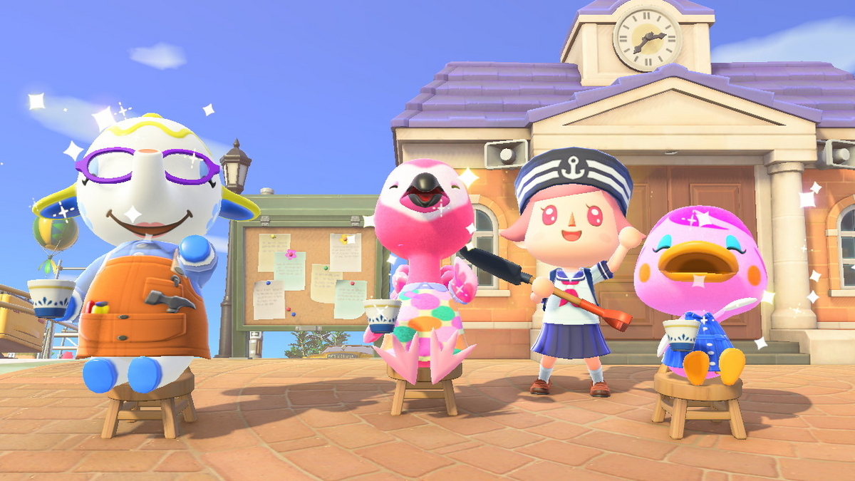 あつまれ どうぶつの森 皆さん正面を向いたお茶会の画像