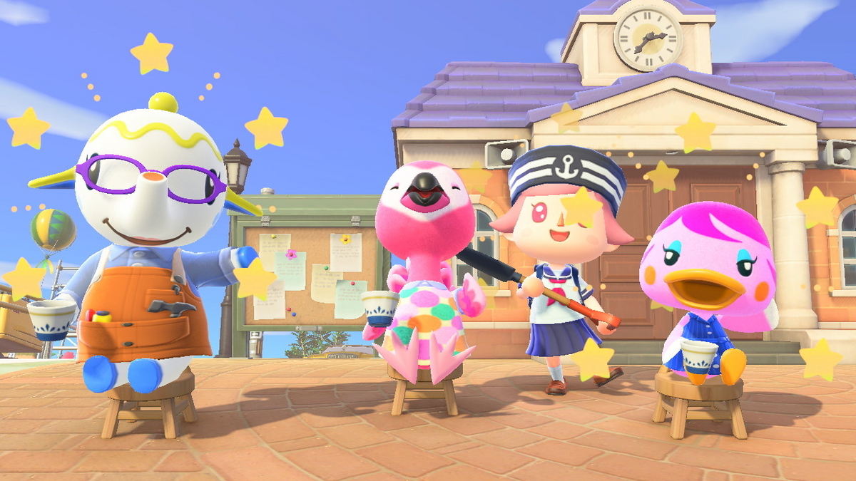 あつまれ どうぶつの森 皆さん正面を向いたお茶会の画像