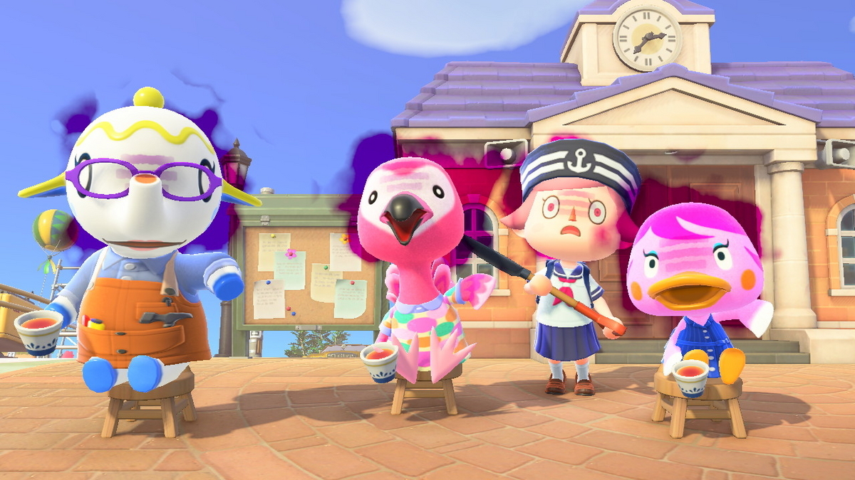 あつまれ どうぶつの森 皆さん正面を向いたお茶会の画像