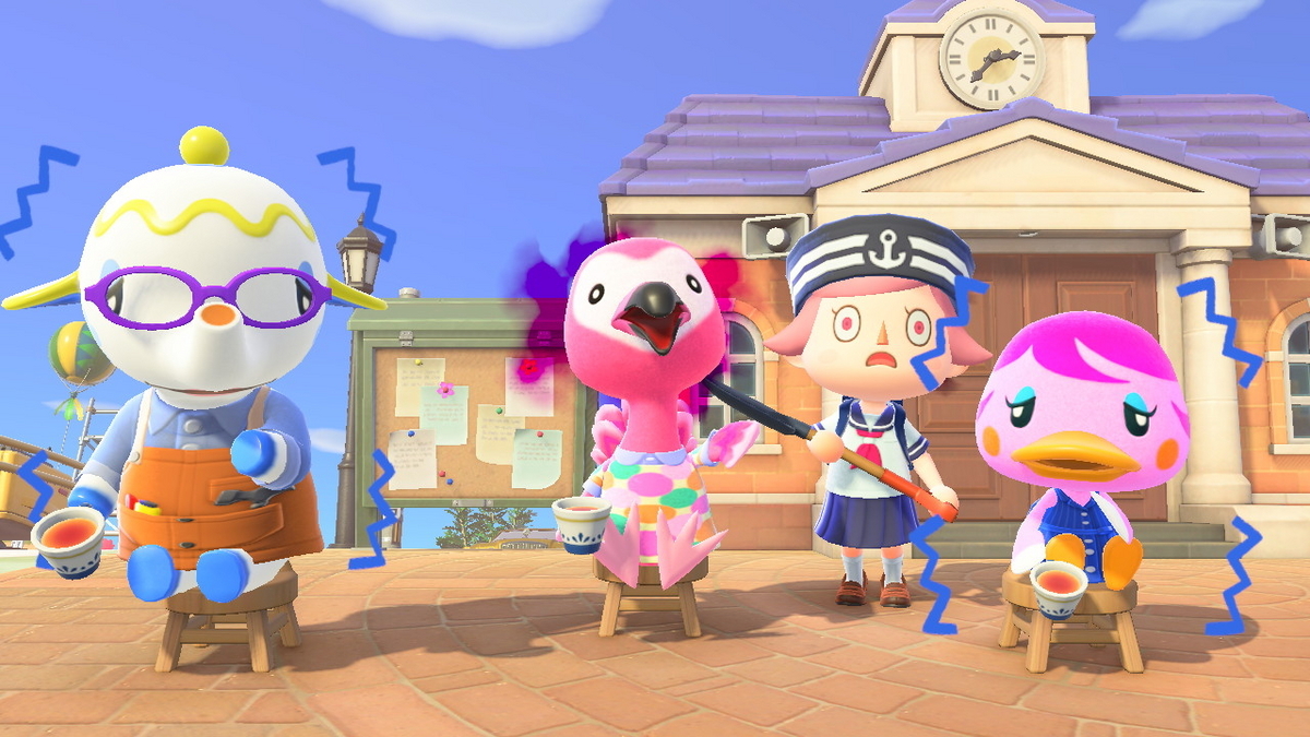 あつまれ どうぶつの森 皆さん正面を向いたお茶会の画像