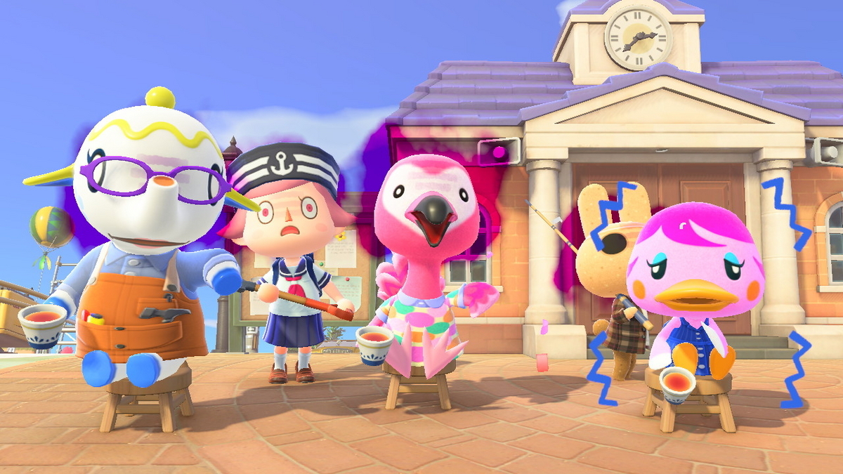 あつまれ どうぶつの森 皆さん正面を向いたお茶会の画像