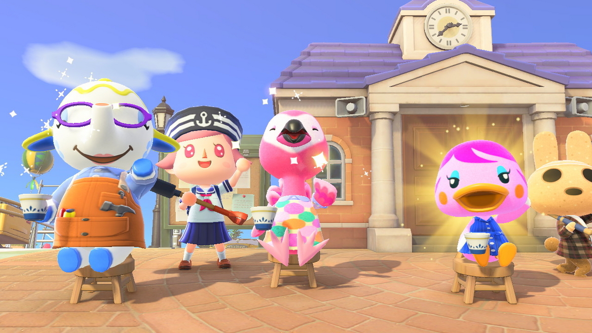 あつまれ どうぶつの森 皆さん正面を向いたお茶会の画像