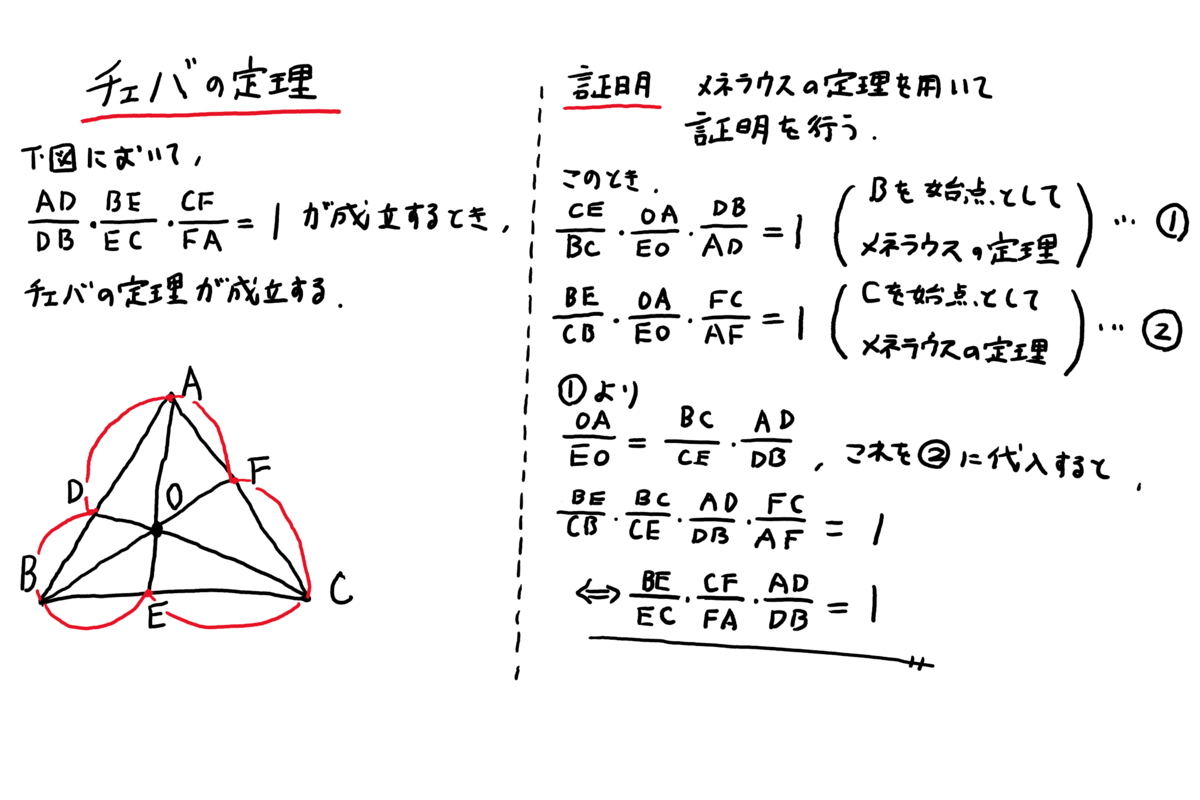 チェバの定理ってなんで成り立つの 先生 仮