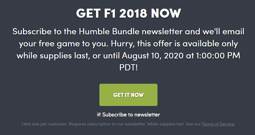 F1レースゲーム F1 18 のsteamキーが8月11日までhumble Storeにて無料配布中 日本語対応 人生に疲れた男のblog