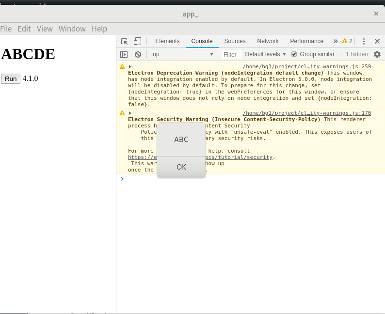 alertで"ABC"が表示される。