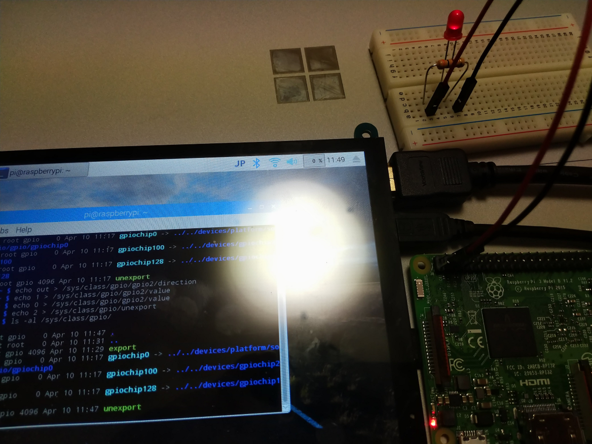 LEDはデフォルトの弱い点灯状態