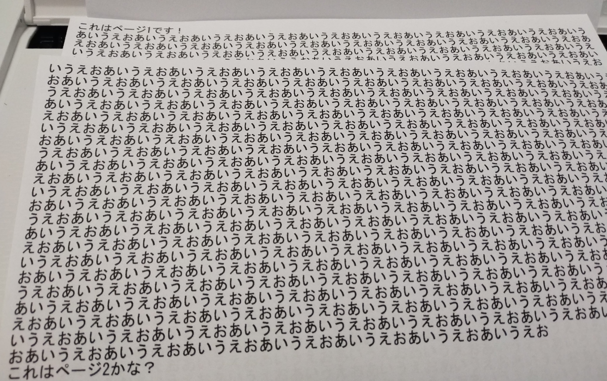 2ページ印刷されてる