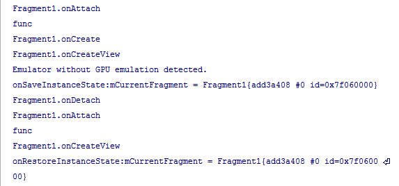 f:id:BG1:20201106130753p:plain Fragment1がonDetachされているのにonDestroyされていないのが破棄されていない証拠