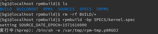 BUILDの下を空にして、"rpmbuild -bp"する。