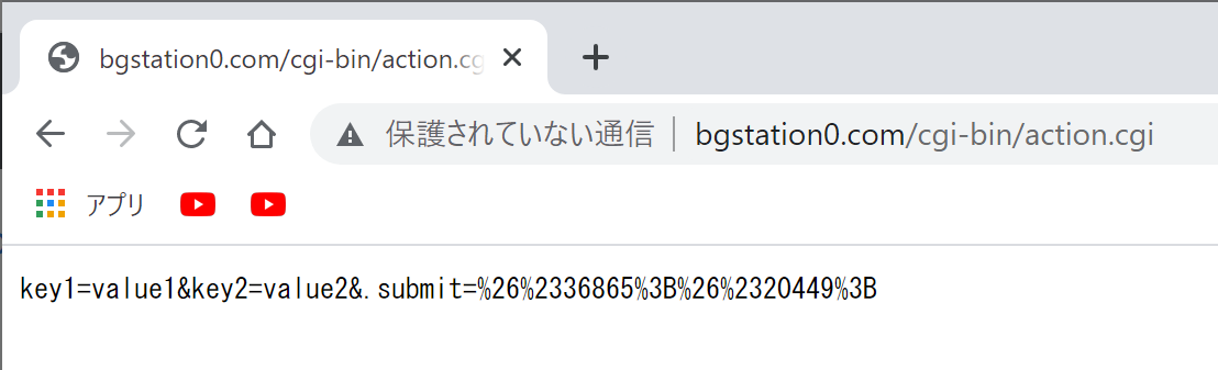 送信を押したが、name=".submit"に対するvalueは送信のURLエンコードなのかな。