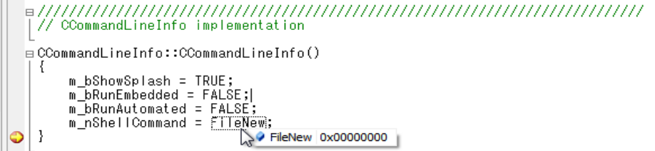 ポイントは、m_nShellCommandにFileNewをセットしてるとこかな