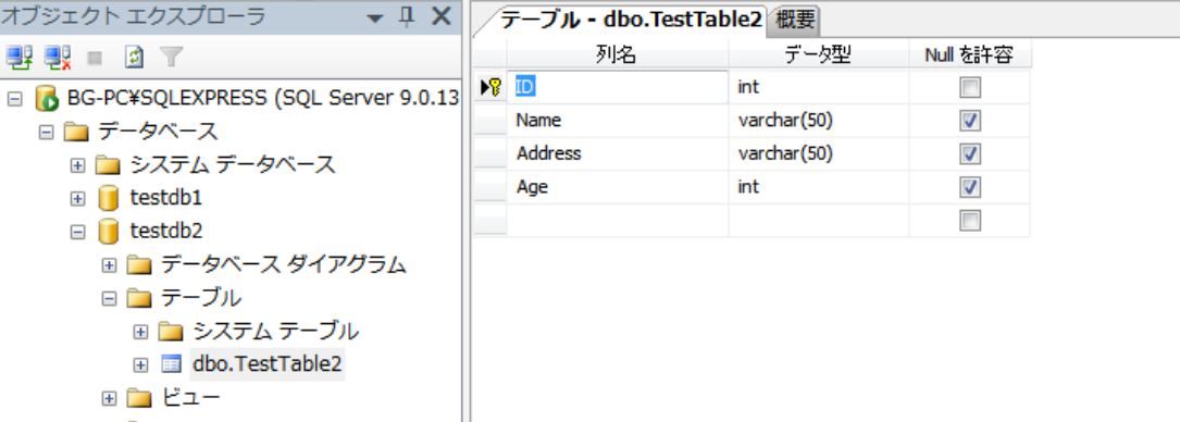 テーブルの型とか見えるので、変更できる。