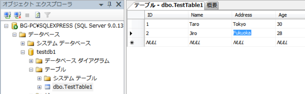 SSMSでもFukuokaを確認