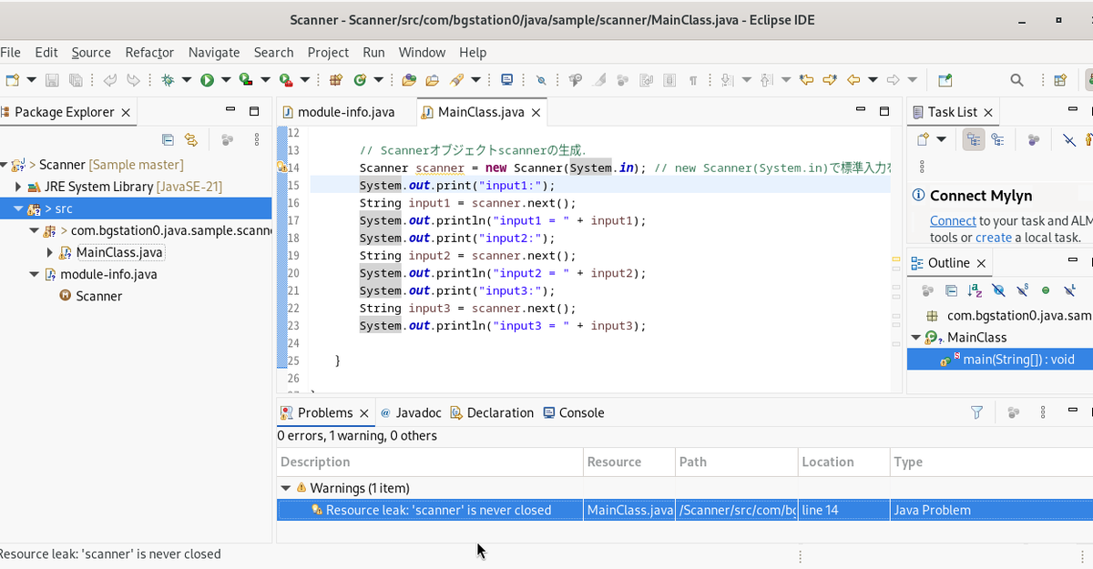 こんな警告出るのか。closeしろっていってるけど。