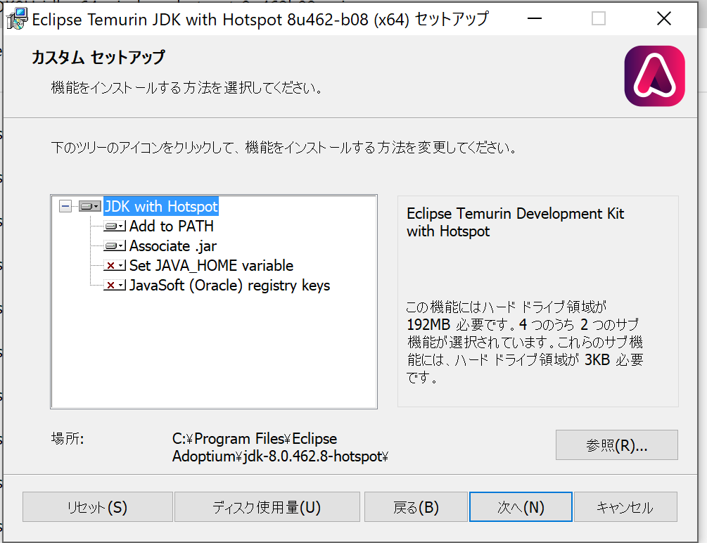 インストール先はここになる模様。