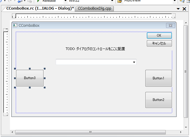 Button3を配置して、