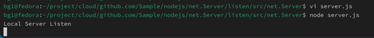 nodeで起動してサーバーリッスン。