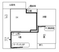 [随筆]簡易間取り図/右上が北/太線は配線類