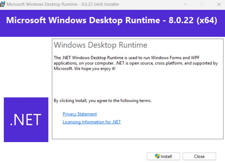 .NET Runtime ダウンロードページ