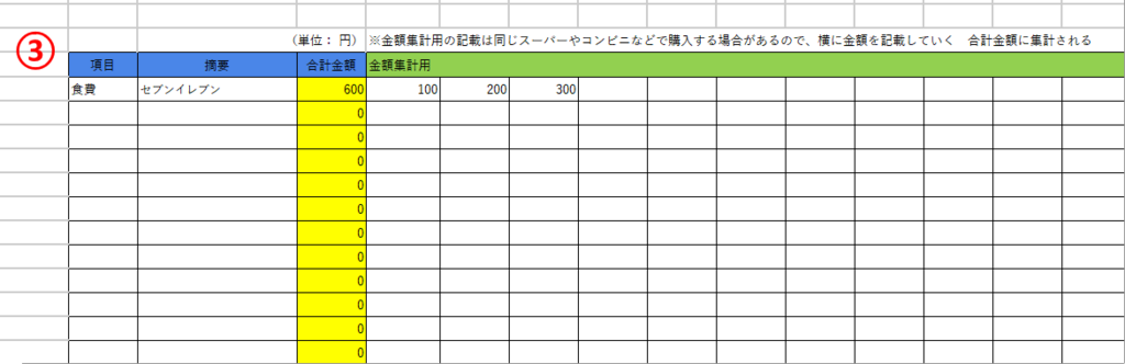 月ごとのシートについて③