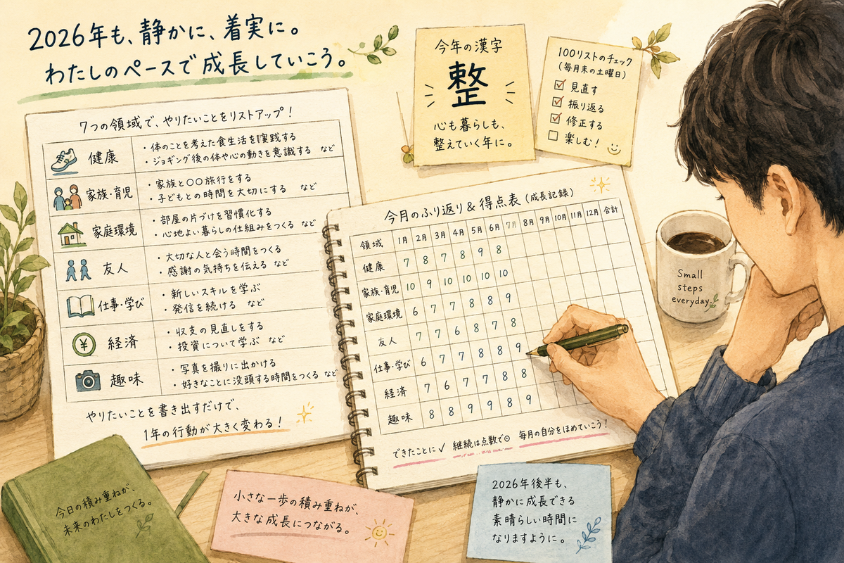 年始に立てた目標はどのように振り返るかで達成の度合いが変わってきます。