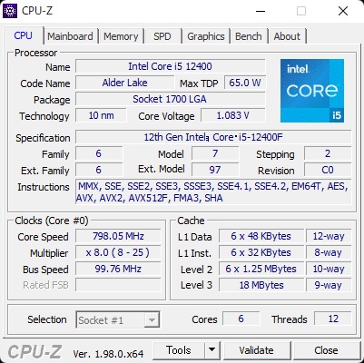 ゲーム性能はハイエンドクラス！】INTEL社 Alder Lake「core i5 12400F