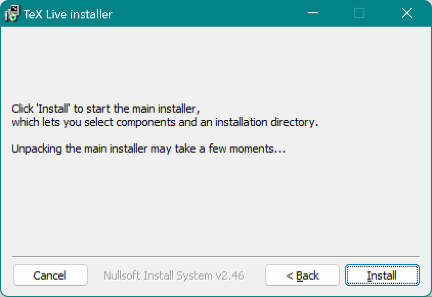 インストーラ画面 Installをクリックする