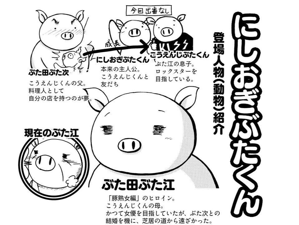にしおぎぶたくん　登場人物紹介