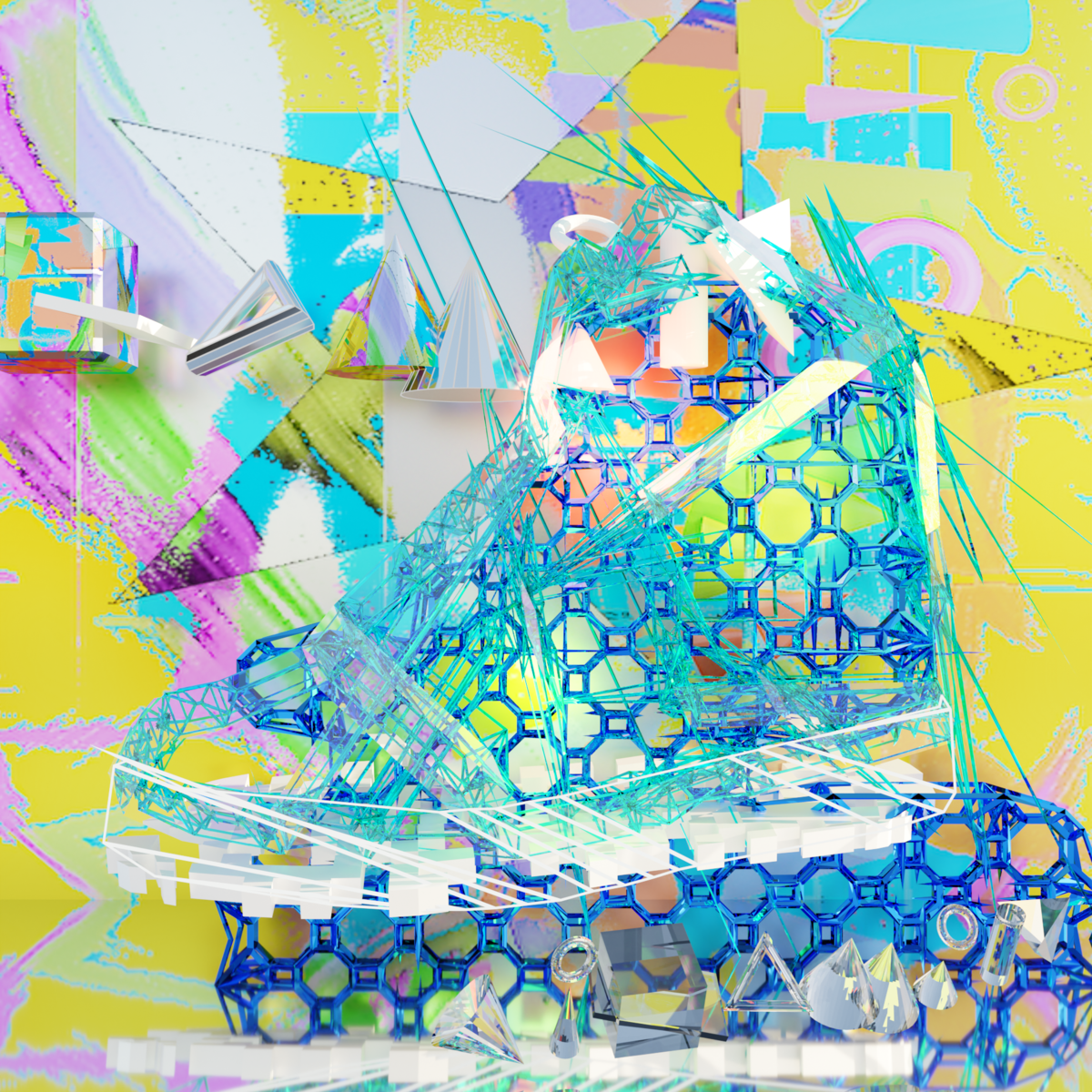 水色と青のスニーカー